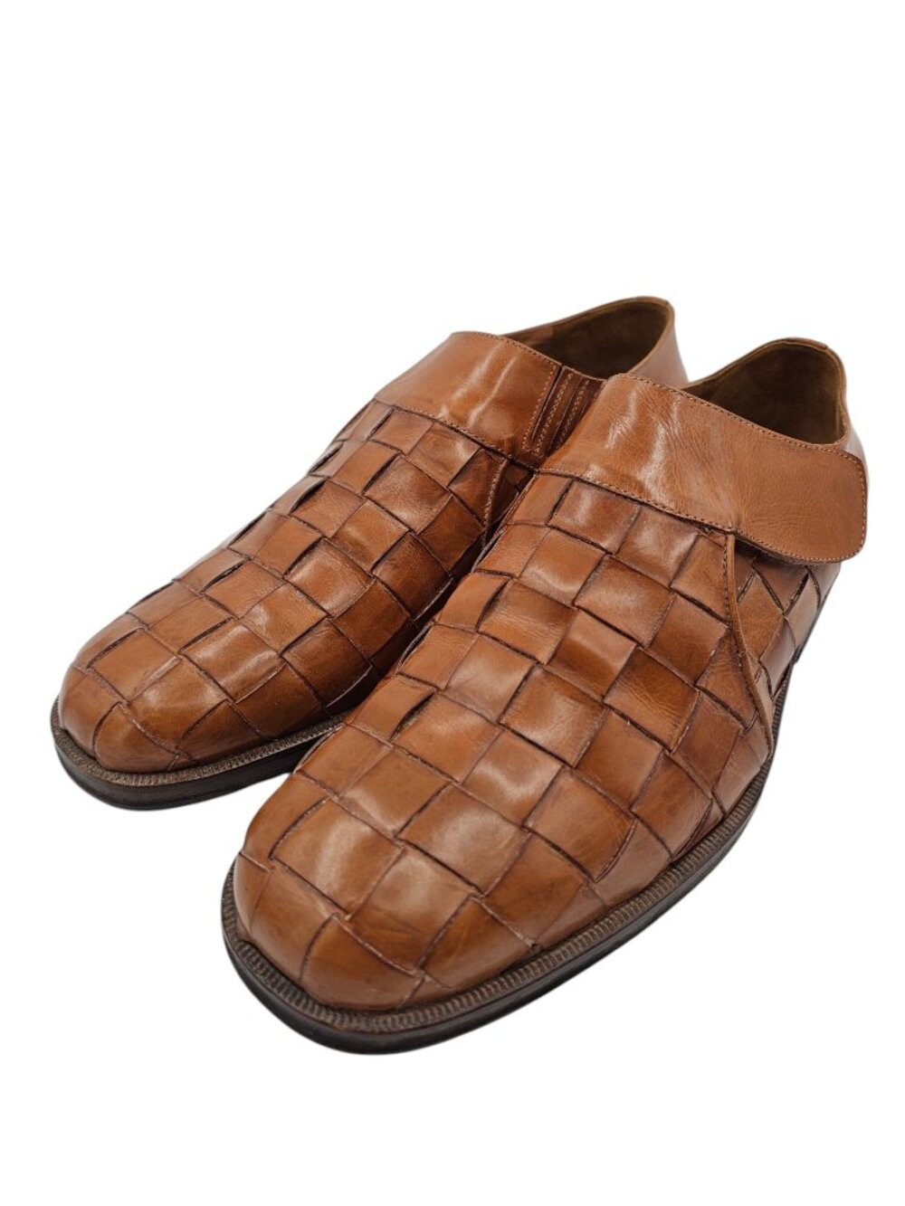 Avventura Woven Leather Tan Monk Strap Oxford Dress Shoes Men's US 11.5